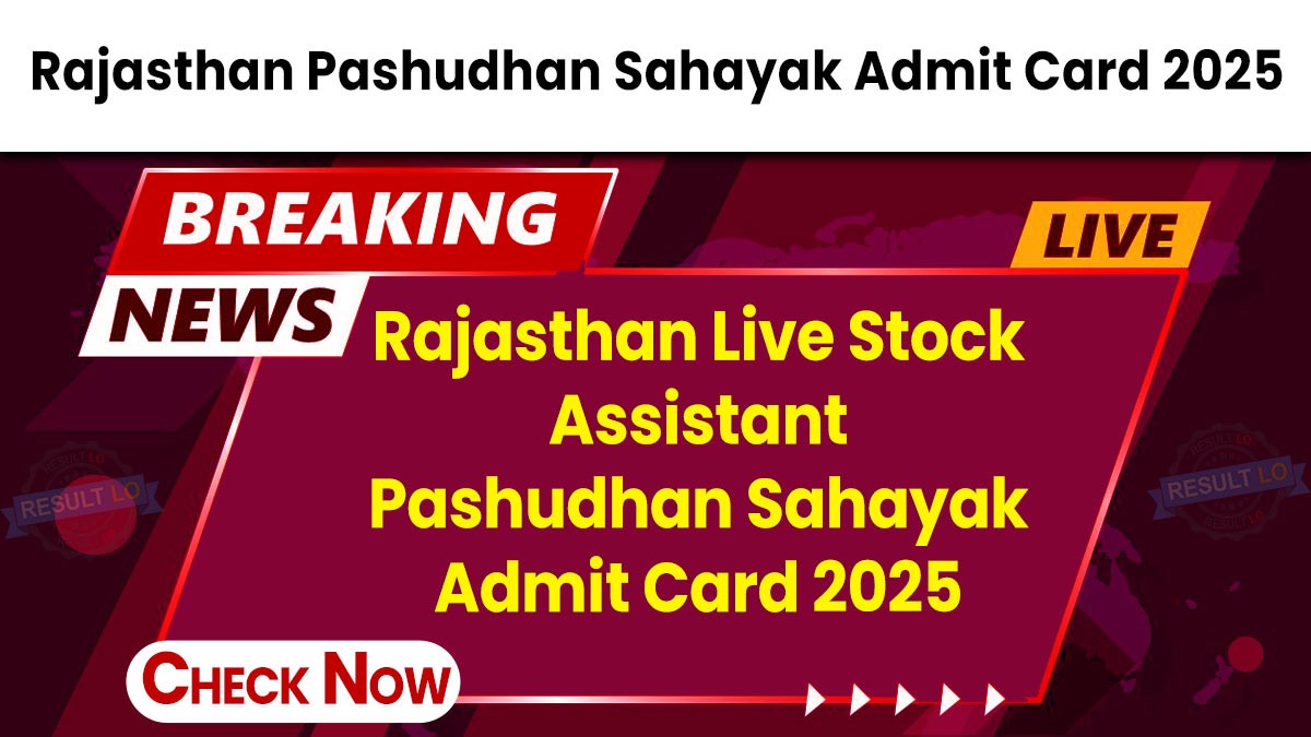 RSMSSB Live Stock Assistant Admit Card 2024